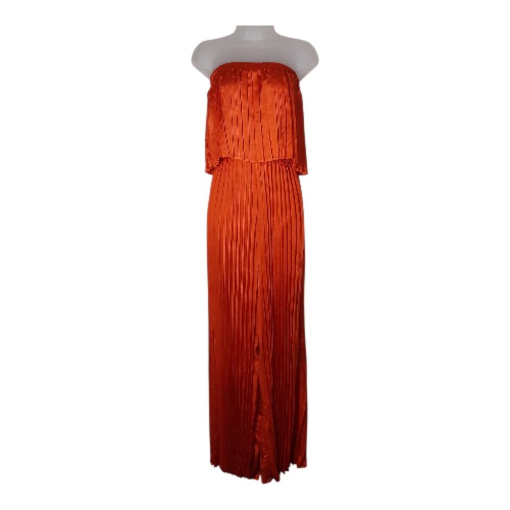 NWT Flying Tomato Pleated Strapless Wide-Leg Jumpsuit My Red Tomato Woven Small - Picture 3 of 10